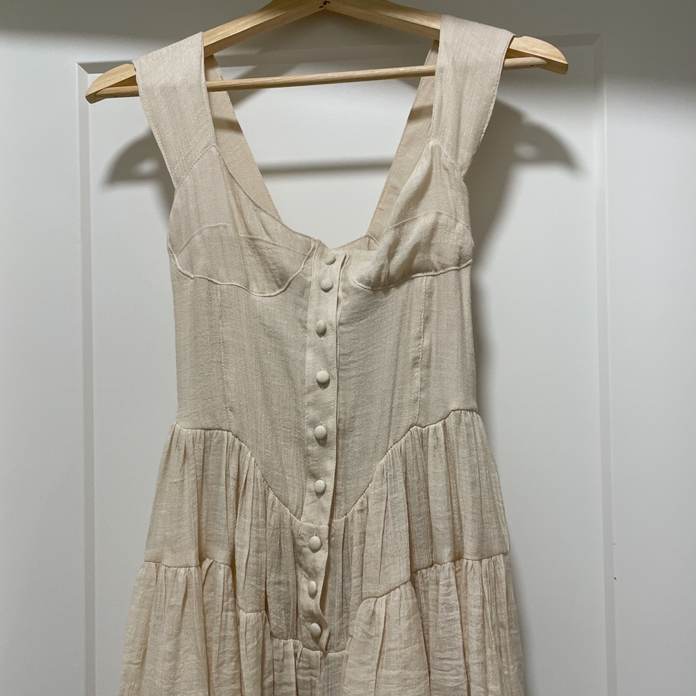 Vanessa Mooney Cream Tiered Mini Dress